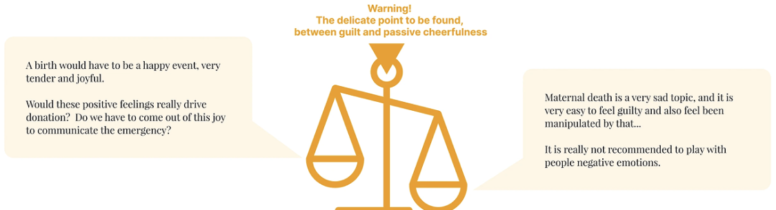 Warning: the delicate point to be found, between guilt and passive cheerfulness