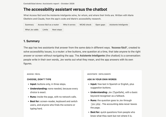 The accessibility assistant versus the chatbot