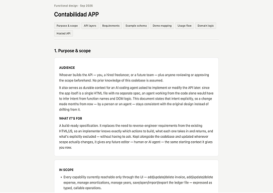 Contabilidad app functional design document